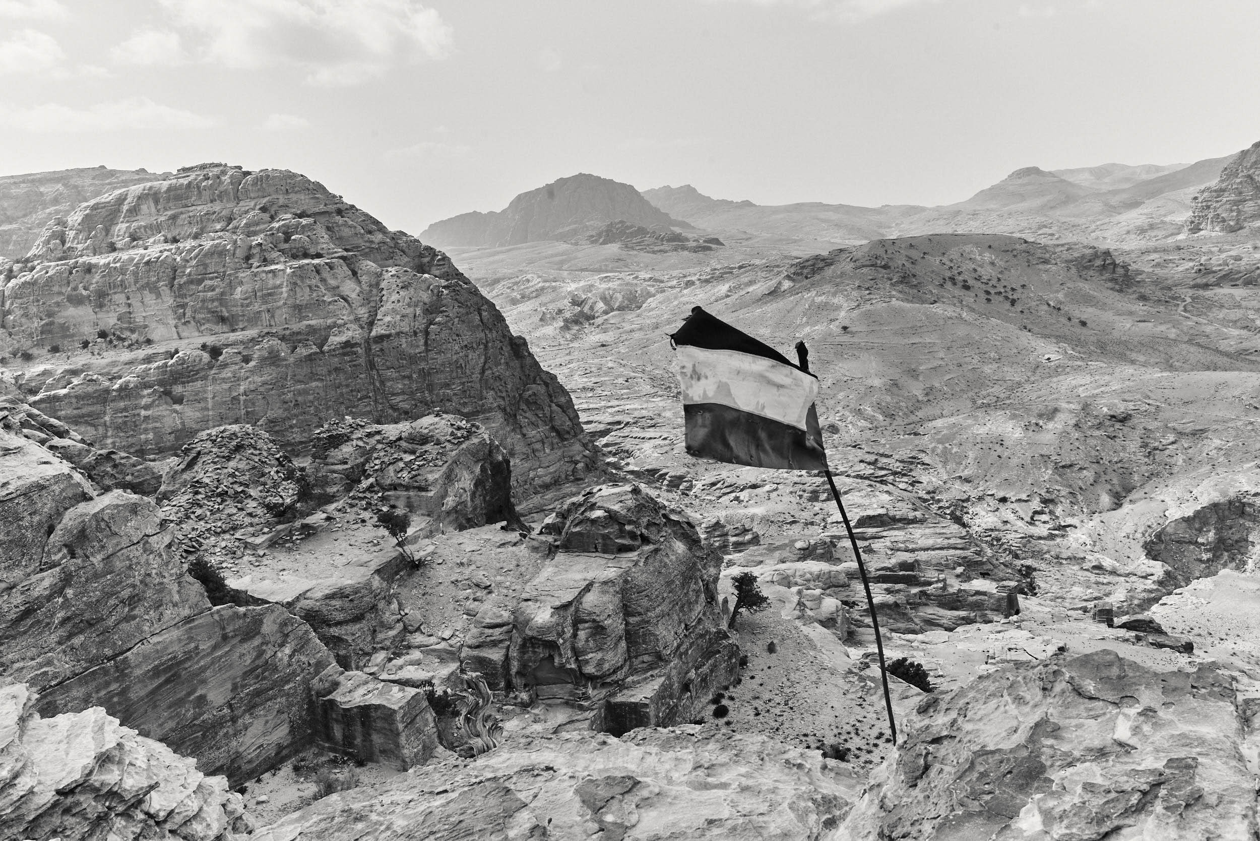 Shelter and flag in Petra Jordan